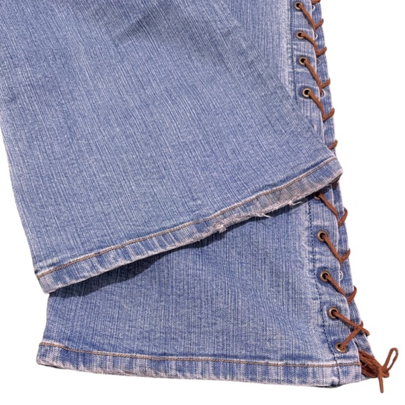 Angel Jeans Vintage Y2K MidRise Lace Up Flared Denim Made in USA Size 7 - Picture 12 of 15